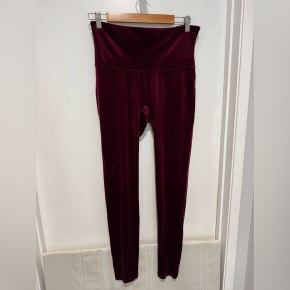 SPANX Women’s Velvet High Rise Legging Pants XL Burgundy Bordeau Maroon Holiday - Picture 4 of 9